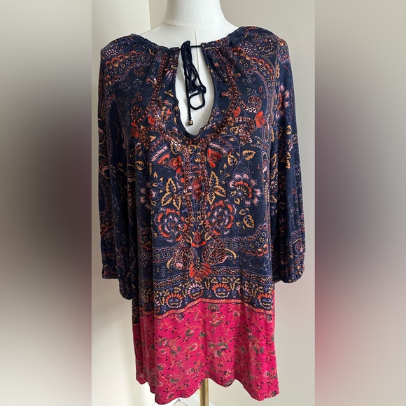 Meadow Rue Tops - Tunic Top With Bead Embellishment- X-Large